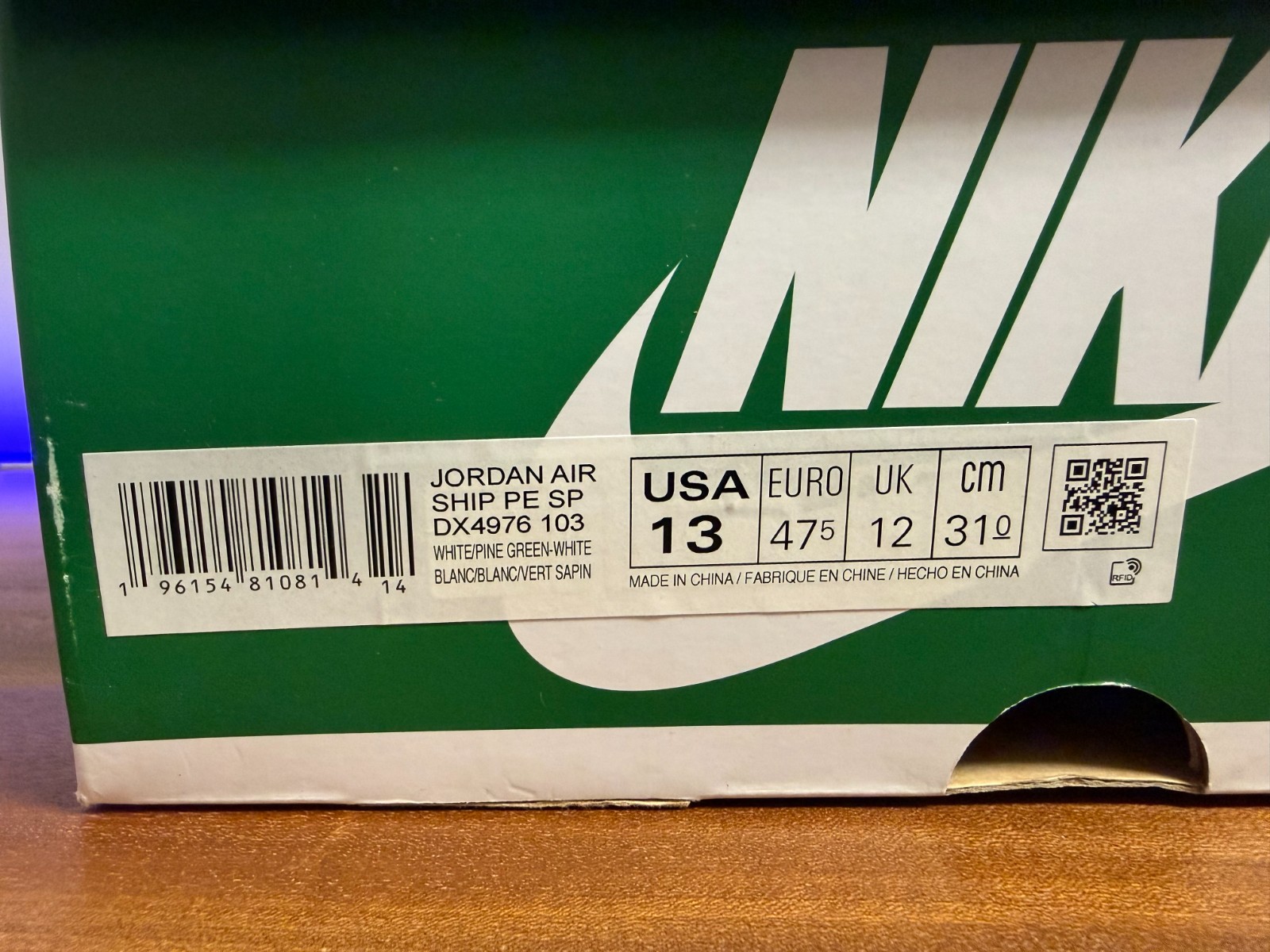 Jordan Air Ship PE SP Pine Green Size 13