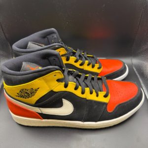 Nike Air Jordan 1 Mid Black Amarillo Orange 852542-087 Mens Size 12